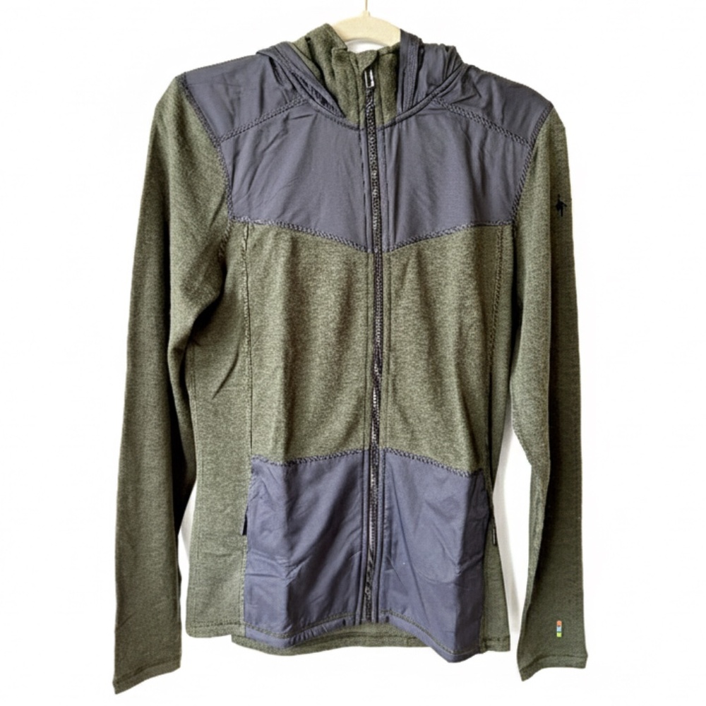 SMARTWOOL men's thermal active hood olive heather 100% merino wool S size